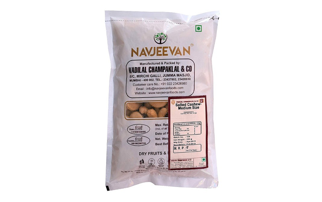 Navjeevan Salted Cashew- Medium Size    Pack  250 grams